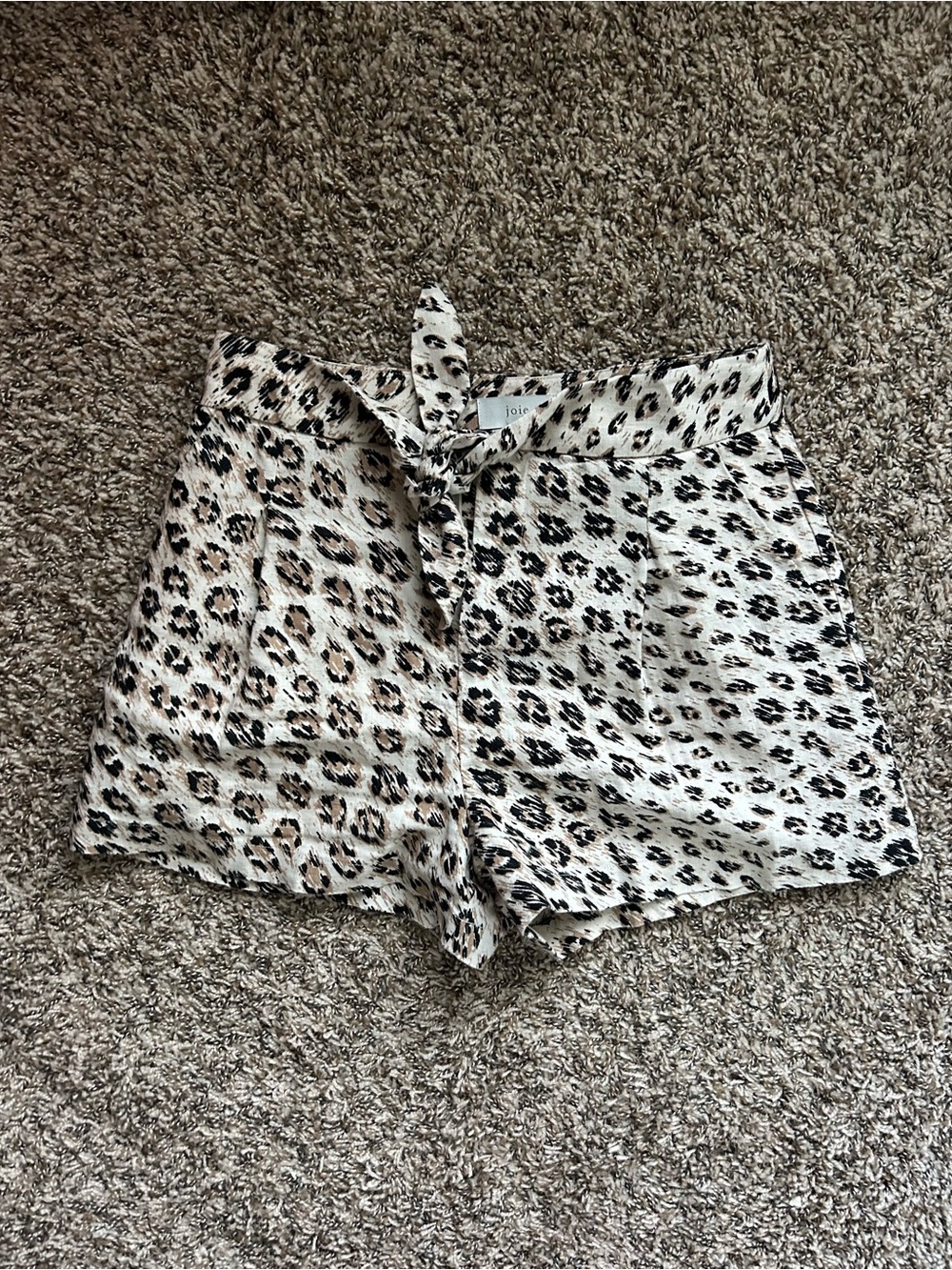 Joie High-Waist Leopard Tie-Waist Shorts